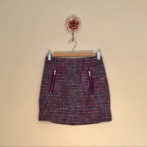 J. Crew Factory Tweed Gold Zip Mini Size 0